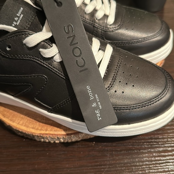 Rag & Bone Black Leather Sneakers - Picture 4 of 12